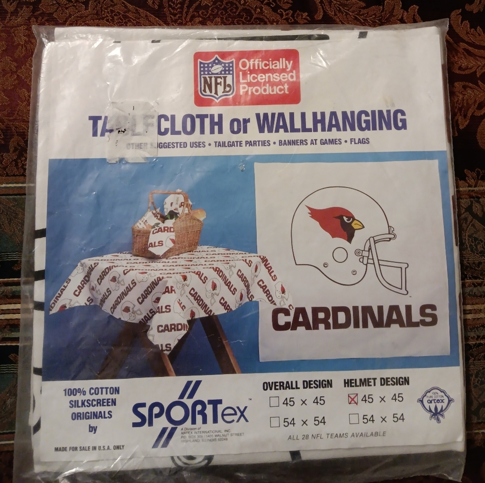 Vintage St. Louis Football Cardinals 45×45 Table Cloth/Wall Hanging Brand New